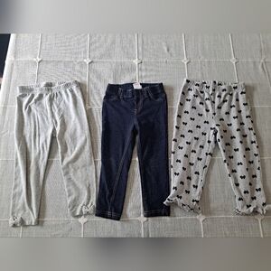 Bundle of 3 Toddler Girls Leggings – Size 24M/2T(Carter’s, Circo, Jumping Beans)